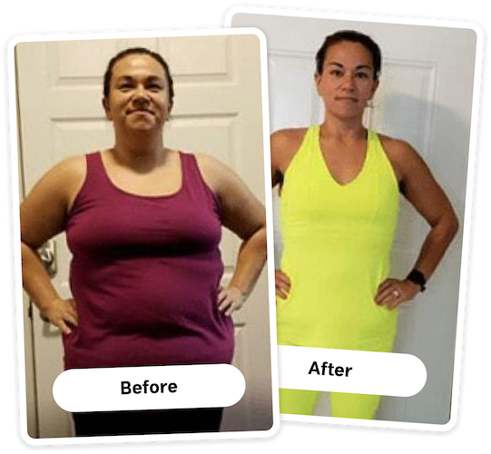 Before and after weight loss results for Marissa B.