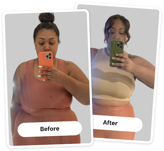 Before and after weight loss results for Shanice P.